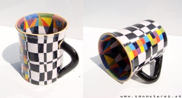 large, colorful teacup