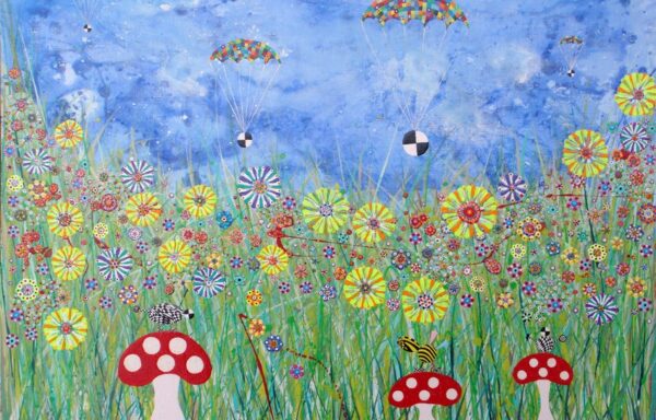 meadow with parachutes